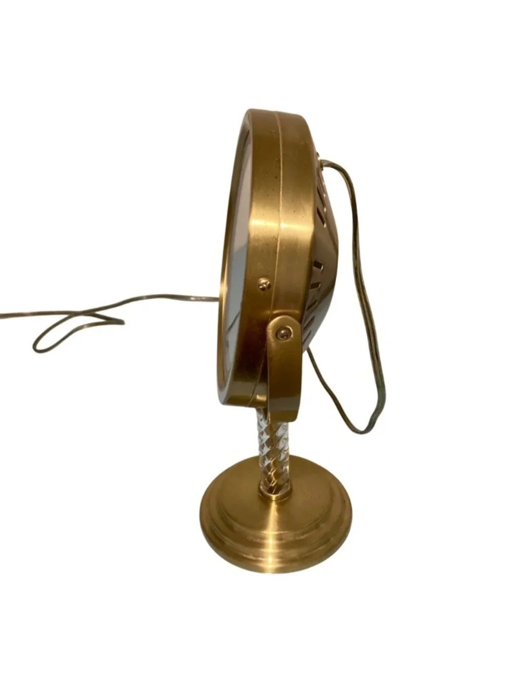 Vintage Brass Toned Lighted Tabletop Adjustable Makeup Mirror